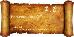 Poduska Bodó névjegykártya